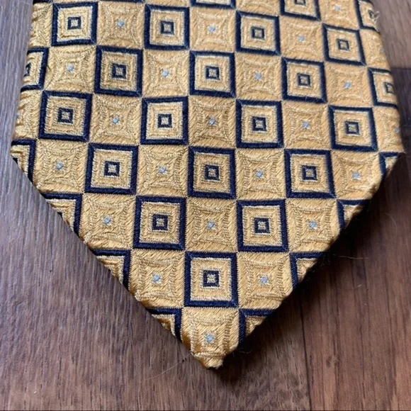 Faconnable Gold & Blue Geometric Tie